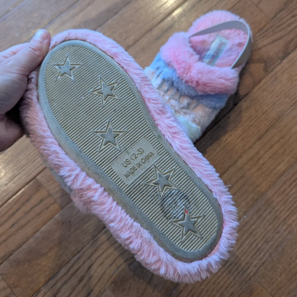 Juicy Couture Fuzzy Multicolor Slippers